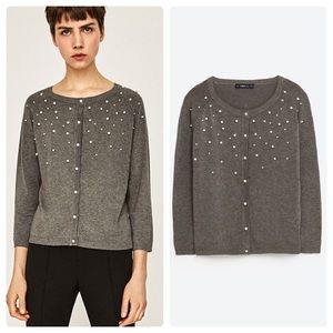 NWT Zara Knit Pearl Sweater